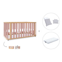 Cuna-cama-escritorio 70x140 cm (3en1) madera/rosa · Crea Plus Due C350-M5059