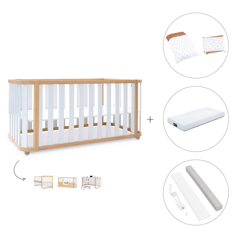 Cuna-cama-escritorio 70x140 cm (3en1) madera/blanco · Crea Plus Due C350-M5011