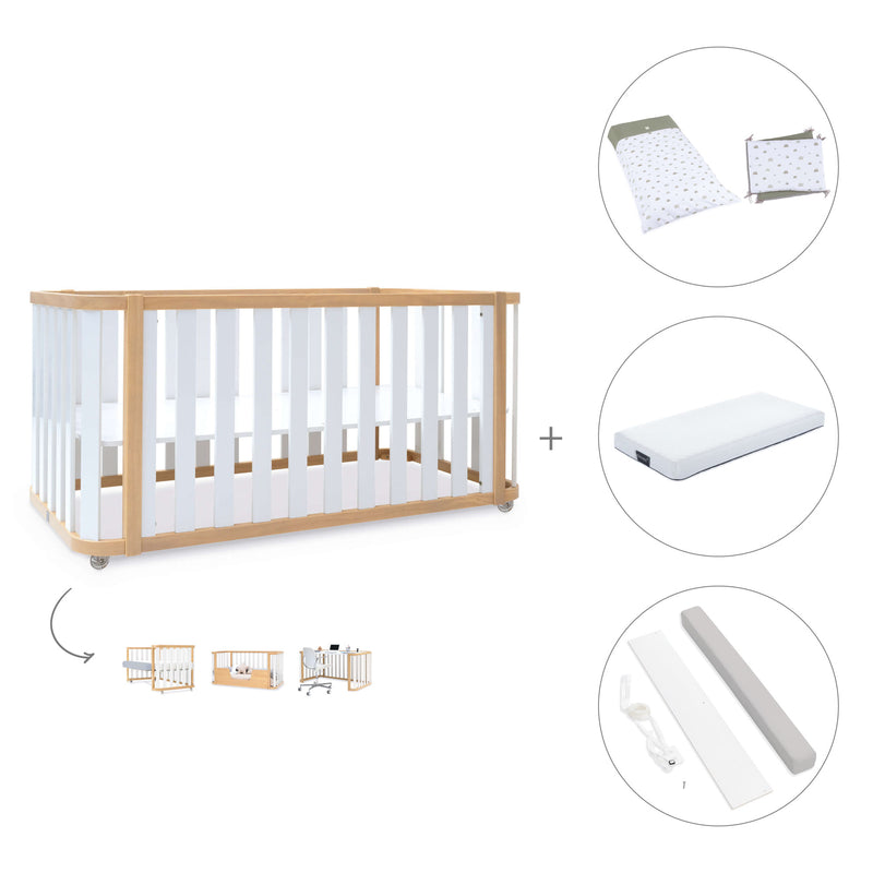 Cuna-cama-escritorio 70x140 cm (3en1) madera/blanco · Crea Plus Due C350-M5011