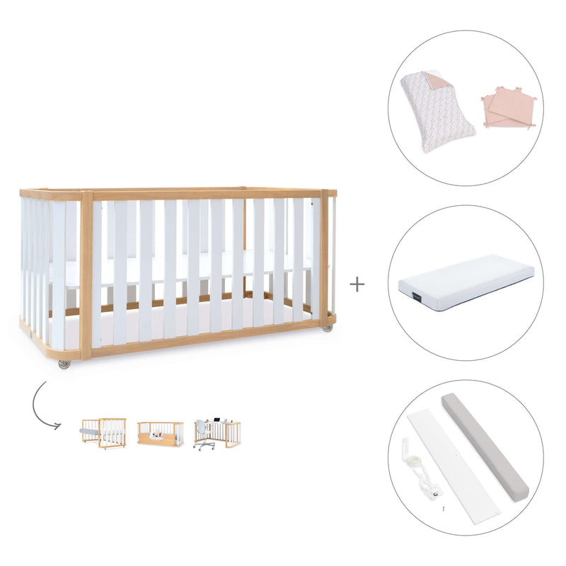 Cuna-cama-escritorio 70x140 cm (3en1) madera/blanco · Crea Plus Due C350-M5011