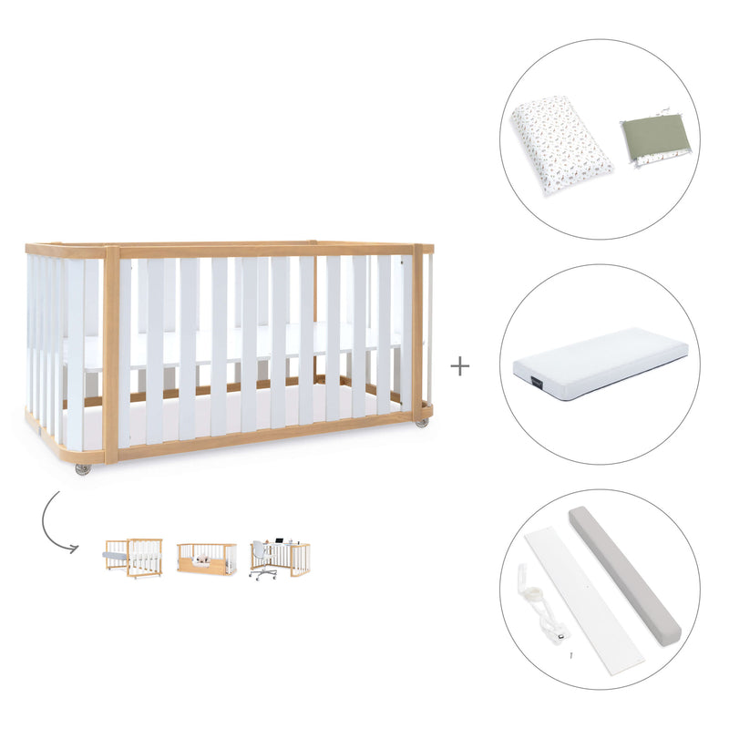 Cuna-cama-escritorio 70x140 cm (3en1) madera/blanco · Crea Plus Due C350-M5011