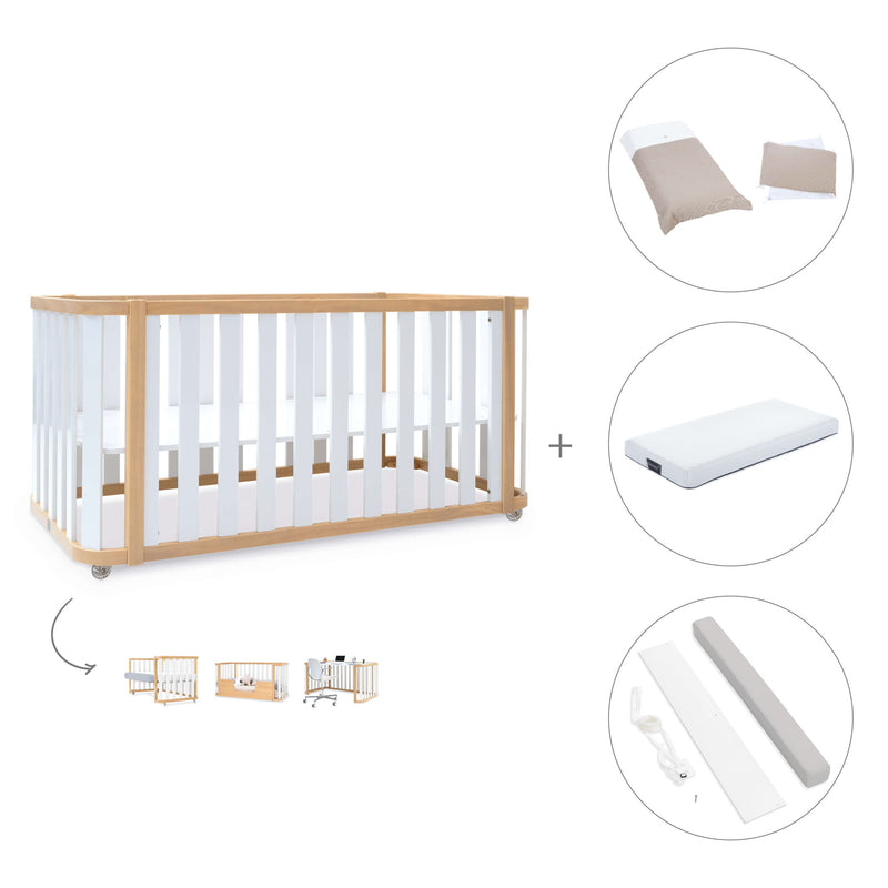 Cuna-cama-escritorio 70x140 cm (3en1) madera/blanco · Crea Plus Due C350-M5011