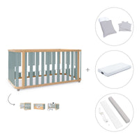 Cuna-cama-escritorio 70x140 cm (3en1) madera/verde · Crea Plus Due C350-M5057