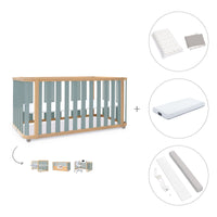 Cuna-cama-escritorio 70x140 cm (3en1) madera/verde · Crea Plus Due C350-M5057