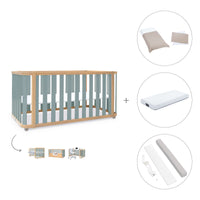 Cuna-cama-escritorio 70x140 cm (3en1) madera/verde · Crea Plus Due C350-M5057