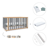 Cuna-cama-escritorio 70x140 cm (3en1) madera/gris · Crea Plus Due C350-M5058