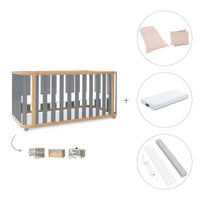 Cuna-cama-escritorio 70x140 cm (3en1) madera/gris · Crea Plus Due C350-M5058