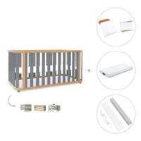 Cuna-cama-escritorio 70x140 cm (3en1) madera/gris · Crea Plus Due C350-M5058