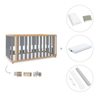 Cuna-cama-escritorio 70x140 cm (3en1) madera/gris · Crea Plus Due C350-M5058