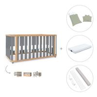 Cuna-cama-escritorio 70x140 cm (3en1) madera/gris · Crea Plus Due C350-M5058