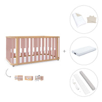 Cuna-cama-escritorio 70x140 cm (3en1) madera/rosa · Crea Plus Due C350-M5059