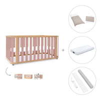 Cuna-cama-escritorio 70x140 cm (3en1) madera/rosa · Crea Plus Due C350-M5059