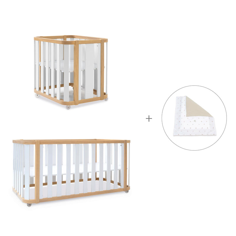 Minicuna-cuna-cama-escritorio (4en1) madera/blanco · Crea Plus Tre C351-M5011