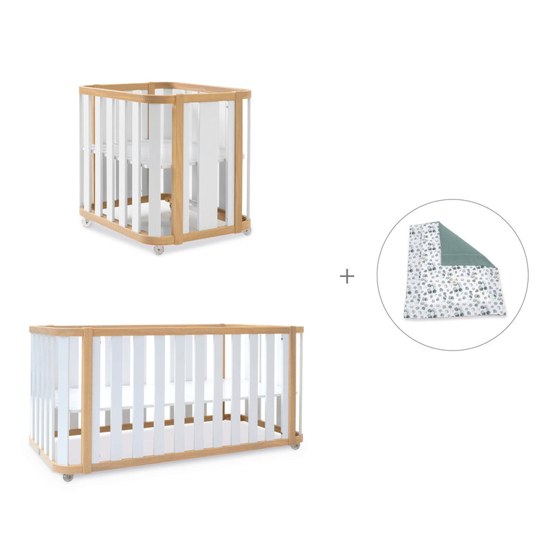 Minicuna-cuna-cama-escritorio (4en1) madera/blanco · Crea Plus Tre C351-M5011