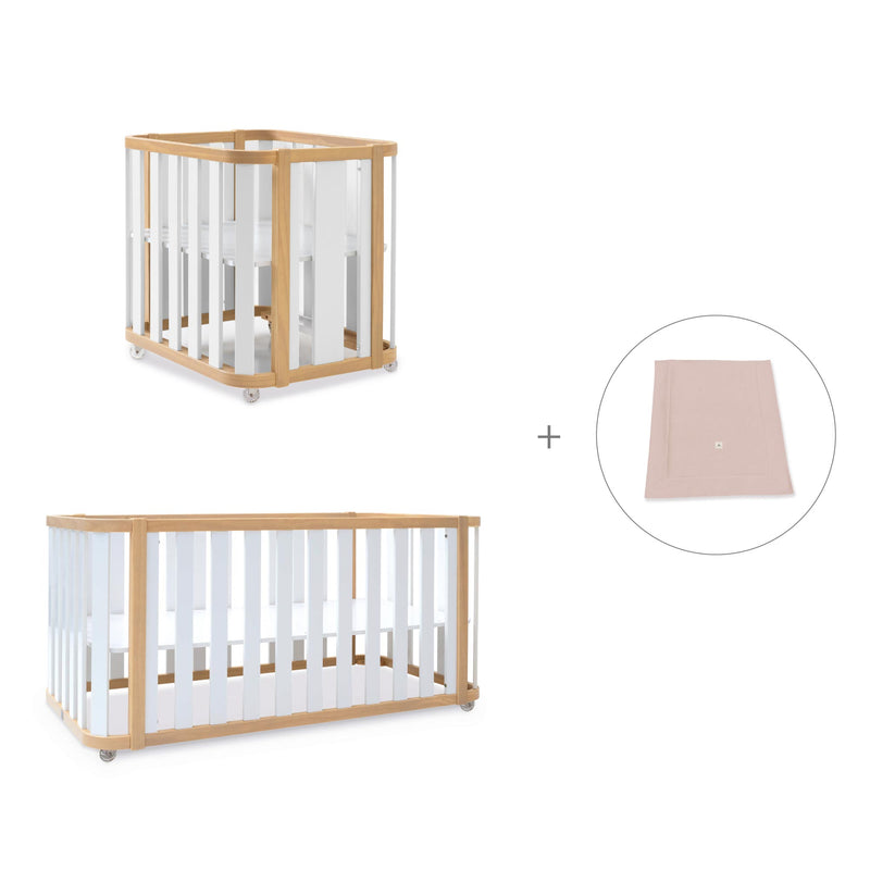 Minicuna-cuna-cama-escritorio (4en1) madera/blanco · Crea Plus Tre C351-M5011