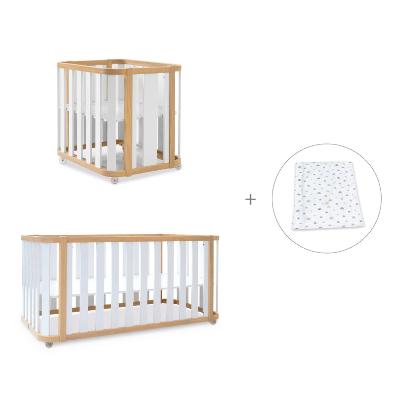 Minicuna-cuna-cama-escritorio (4en1) madera/blanco · Crea Plus Tre C351-M5011