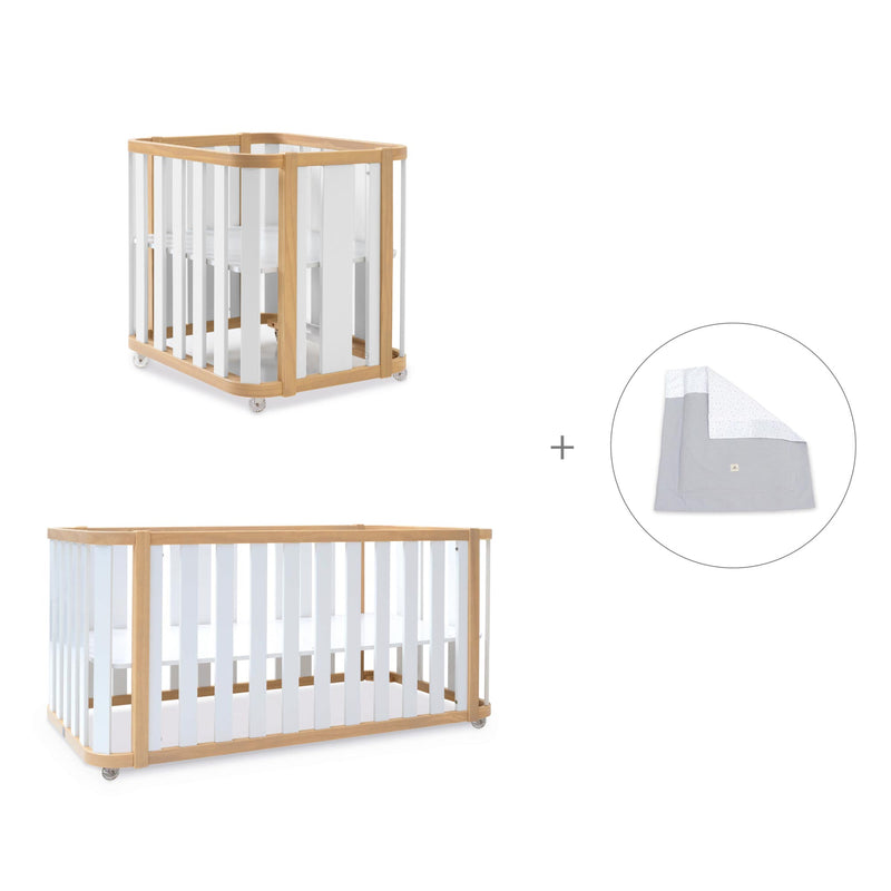 Minicuna-cuna-cama-escritorio (4en1) madera/blanco · Crea Plus Tre C351-M5011
