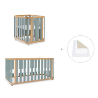 Minicuna-cuna-cama-escritorio (4en1) madera/verde · Crea Plus Tre C351-M5057