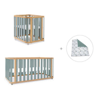 Minicuna-cuna-cama-escritorio (4en1) madera/verde · Crea Plus Tre C351-M5057