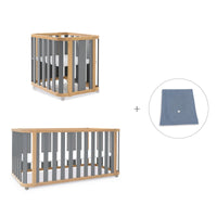 Minicuna-cuna-cama-escritorio (4en1) madera/gris · Crea Plus Tre C351-M5058