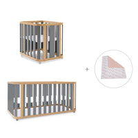Minicuna-cuna-cama-escritorio (4en1) madera/gris · Crea Plus Tre C351-M5058