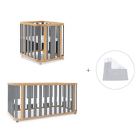 Minicuna-cuna-cama-escritorio (4en1) madera/gris · Crea Plus Tre C351-M5058