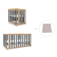 Minicuna-cuna-cama-escritorio (4en1) madera/gris · Crea Plus Tre C351-M5058
