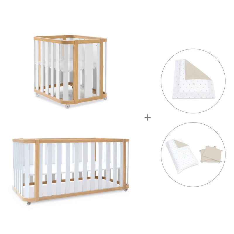 Minicuna-cuna-cama-escritorio (4en1) madera/blanco · Crea Plus Tre C351-M5011