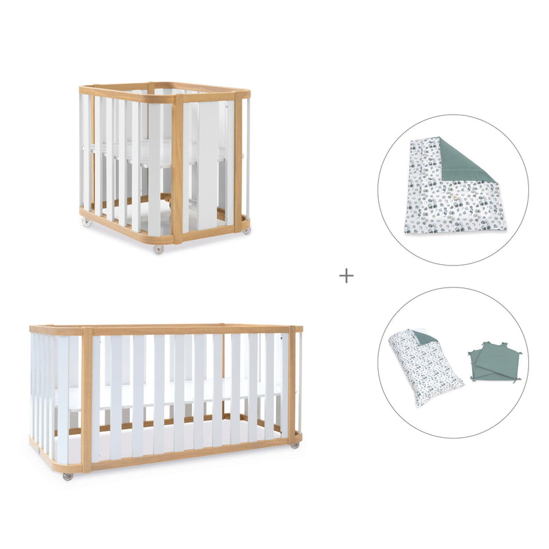 Minicuna-cuna-cama-escritorio (4en1) madera/blanco · Crea Plus Tre C351-M5011