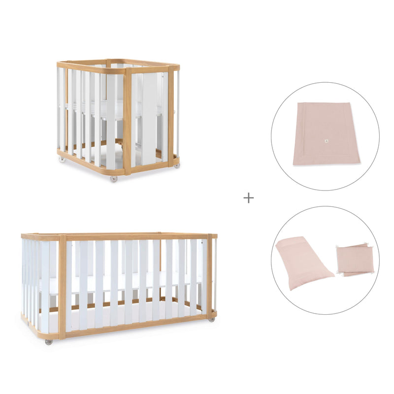 Minicuna-cuna-cama-escritorio (4en1) madera/blanco · Crea Plus Tre C351-M5011