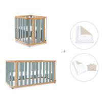 Minicuna-cuna-cama-escritorio (4en1) madera/verde · Crea Plus Tre C351-M5057