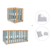 Minicuna-cuna-cama-escritorio (4en1) madera/verde · Crea Plus Tre C351-M5057