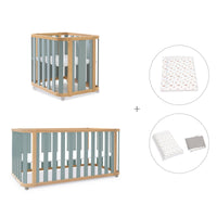 Minicuna-cuna-cama-escritorio (4en1) madera/verde · Crea Plus Tre C351-M5057
