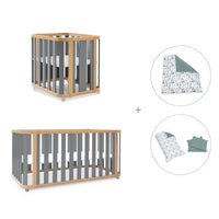 Minicuna-cuna-cama-escritorio (4en1) madera/gris · Crea Plus Tre C351-M5058