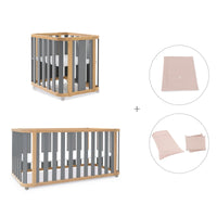 Minicuna-cuna-cama-escritorio (4en1) madera/gris · Crea Plus Tre C351-M5058