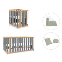 Minicuna-cuna-cama-escritorio (4en1) madera/gris · Crea Plus Tre C351-M5058