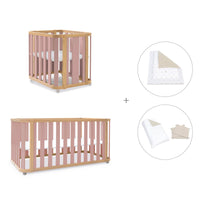 Minicuna-cuna-cama-escritorio (4en1) madera/rosa · Crea Plus Tre C351-M5059