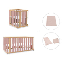 Minicuna-cuna-cama-escritorio (4en1) madera/rosa · Crea Plus Tre C351-M5059