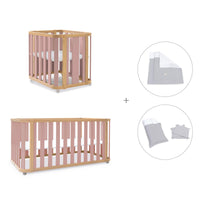 Minicuna-cuna-cama-escritorio (4en1) madera/rosa · Crea Plus Tre C351-M5059