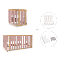Minicuna-cuna-cama-escritorio (4en1) madera/rosa · Crea Plus Tre C351-M5059