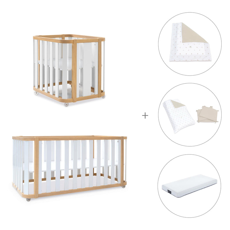 Minicuna-cuna-cama-escritorio (4en1) madera/blanco · Crea Plus Tre C351-M5011