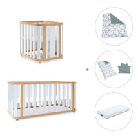 Minicuna-cuna-cama-escritorio (4en1) madera/blanco · Crea Plus Tre C351-M5011