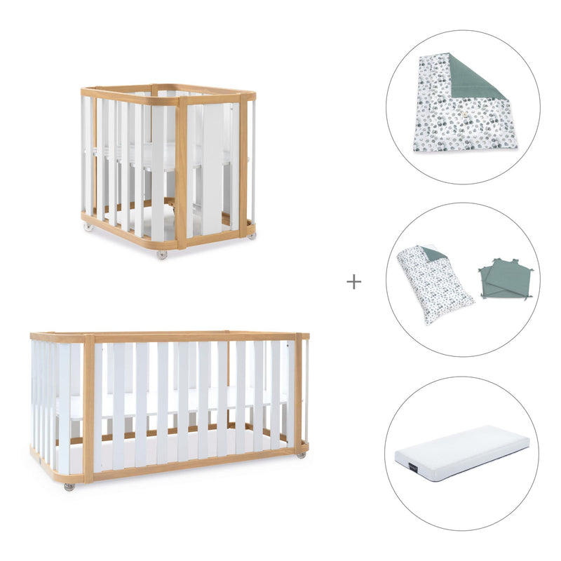 Minicuna-cuna-cama-escritorio (4en1) madera/blanco · Crea Plus Tre C351-M5011