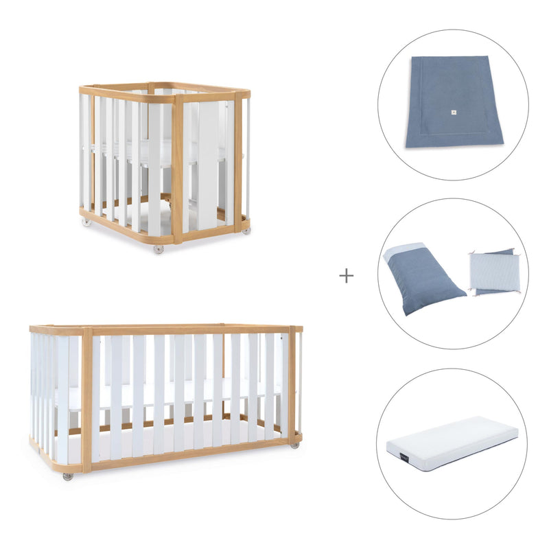 Minicuna-cuna-cama-escritorio (4en1) madera/blanco · Crea Plus Tre C351-M5011