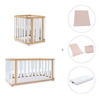 Minicuna-cuna-cama-escritorio (4en1) madera/blanco · Crea Plus Tre C351-M5011