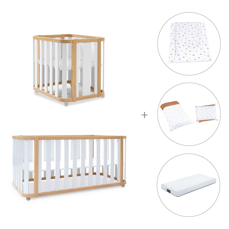 Minicuna-cuna-cama-escritorio (4en1) madera/blanco · Crea Plus Tre C351-M5011
