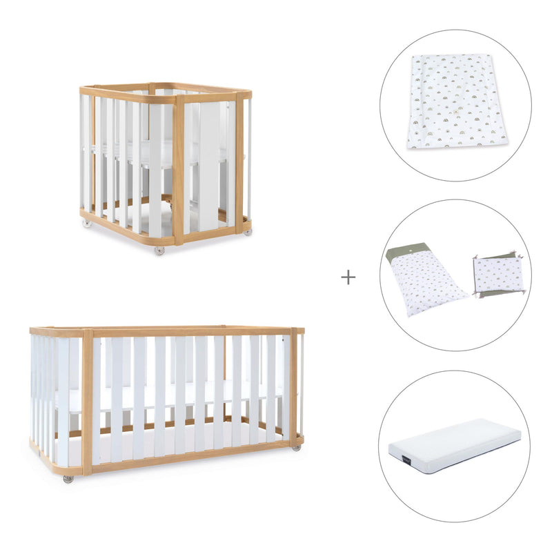 Minicuna-cuna-cama-escritorio (4en1) madera/blanco · Crea Plus Tre C351-M5011