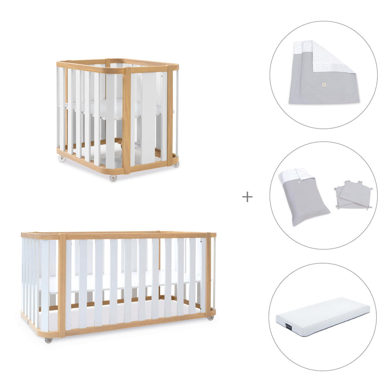 Minicuna-cuna-cama-escritorio (4en1) madera/blanco · Crea Plus Tre C351-M5011