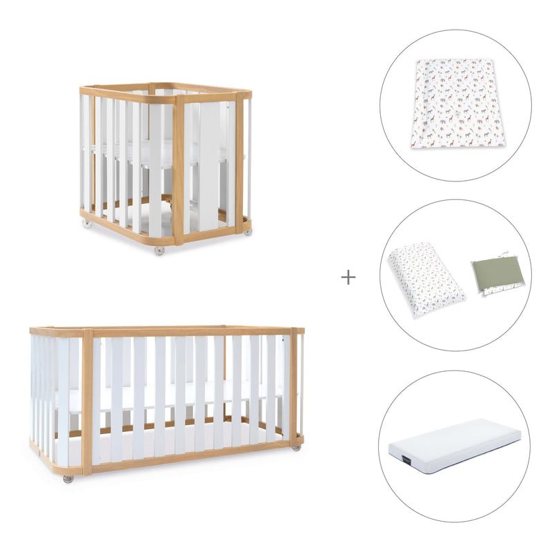 Minicuna-cuna-cama-escritorio (4en1) madera/blanco · Crea Plus Tre C351-M5011