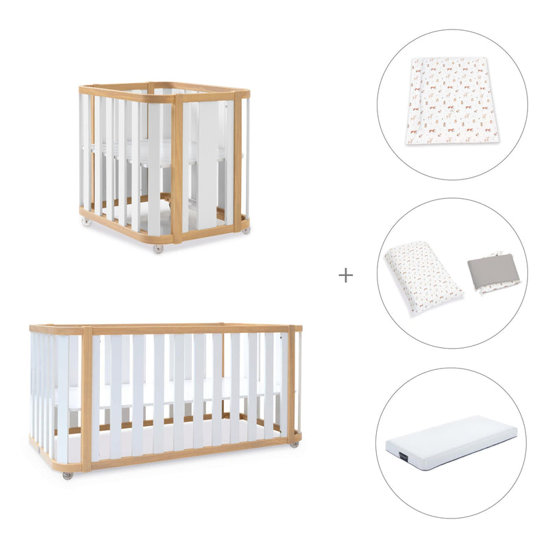 Minicuna-cuna-cama-escritorio (4en1) madera/blanco · Crea Plus Tre C351-M5011